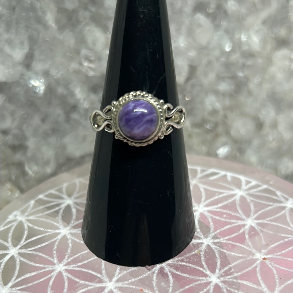 Charoite Stone Ring 925